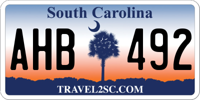 SC license plate AHB492