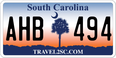 SC license plate AHB494