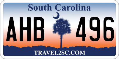 SC license plate AHB496