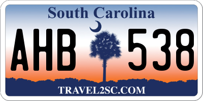 SC license plate AHB538
