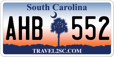 SC license plate AHB552