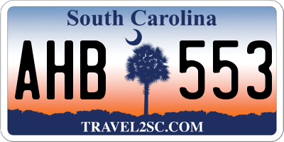 SC license plate AHB553