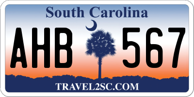 SC license plate AHB567