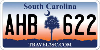 SC license plate AHB622