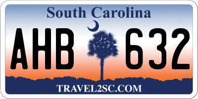 SC license plate AHB632