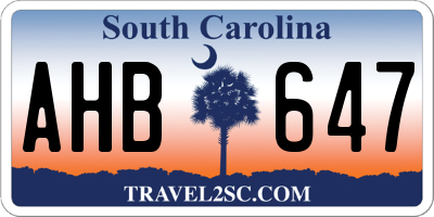 SC license plate AHB647