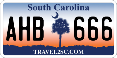 SC license plate AHB666