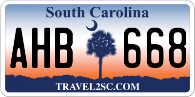 SC license plate AHB668
