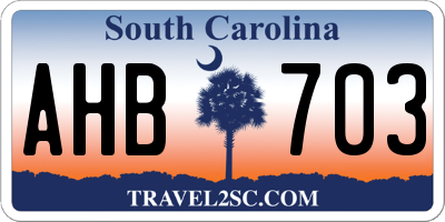 SC license plate AHB703