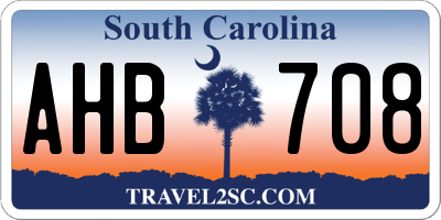 SC license plate AHB708