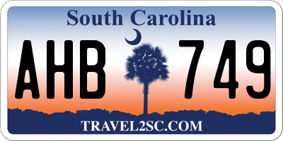 SC license plate AHB749