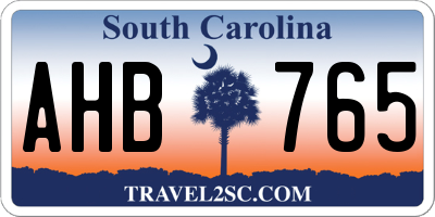 SC license plate AHB765