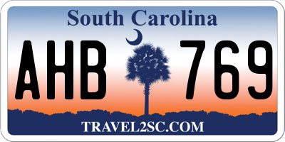SC license plate AHB769