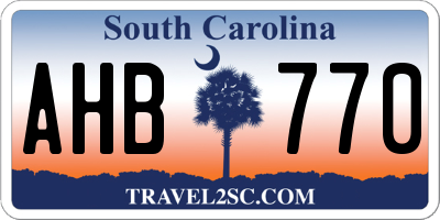 SC license plate AHB770