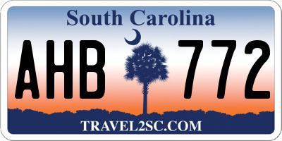 SC license plate AHB772