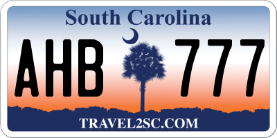 SC license plate AHB777