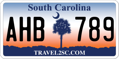SC license plate AHB789