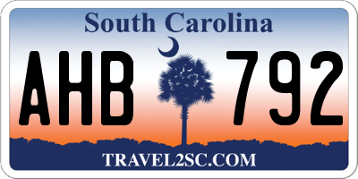 SC license plate AHB792