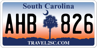 SC license plate AHB826