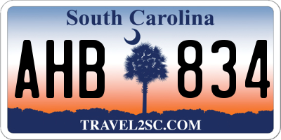 SC license plate AHB834