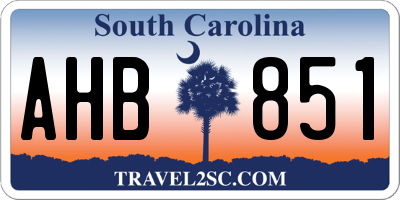 SC license plate AHB851