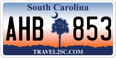 SC license plate AHB853