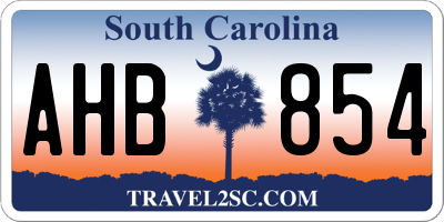 SC license plate AHB854