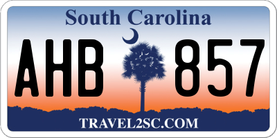 SC license plate AHB857