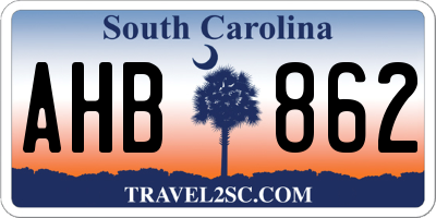SC license plate AHB862