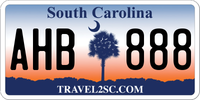 SC license plate AHB888