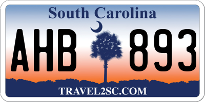 SC license plate AHB893