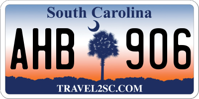 SC license plate AHB906