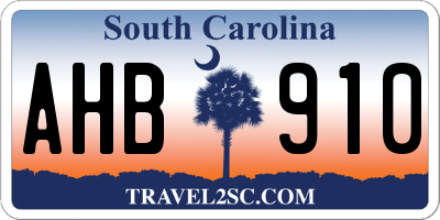 SC license plate AHB910