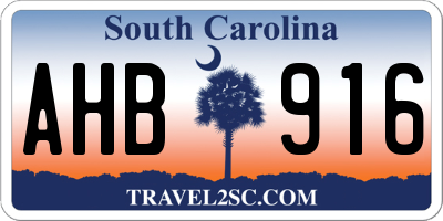 SC license plate AHB916