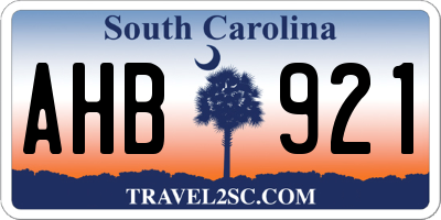 SC license plate AHB921
