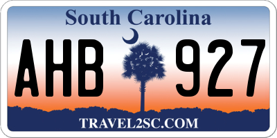 SC license plate AHB927