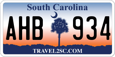 SC license plate AHB934