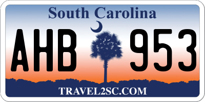 SC license plate AHB953