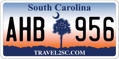 SC license plate AHB956