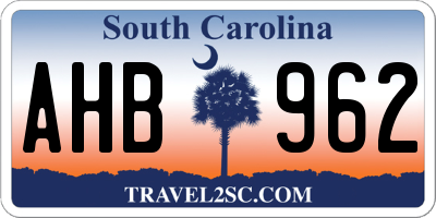 SC license plate AHB962