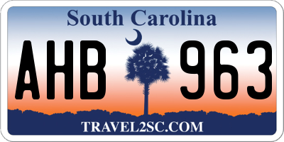 SC license plate AHB963