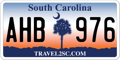 SC license plate AHB976
