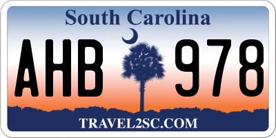 SC license plate AHB978