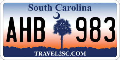 SC license plate AHB983