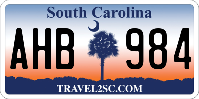 SC license plate AHB984