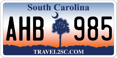 SC license plate AHB985