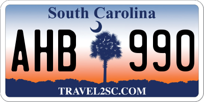 SC license plate AHB990