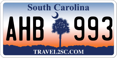 SC license plate AHB993