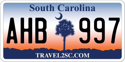 SC license plate AHB997