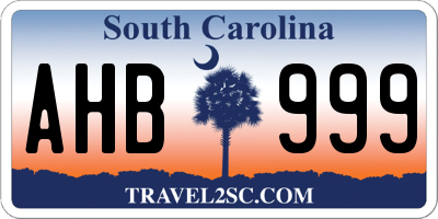 SC license plate AHB999